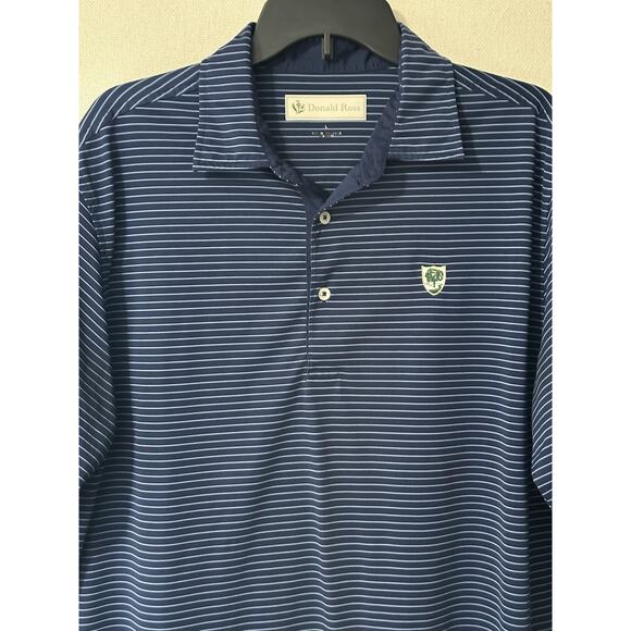 Donald Ross Sportswear Short Sleeve Polo Shirt Blue Striped Men’s Size Large - Picture 2 of 8